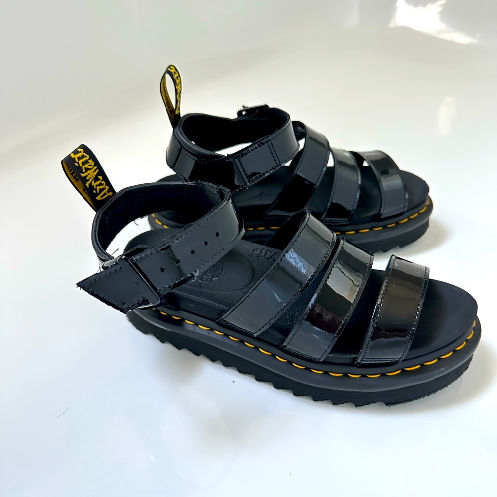 Black patent Blaire Dr. Martens sandal. US 6/ UK 4/ EU 37